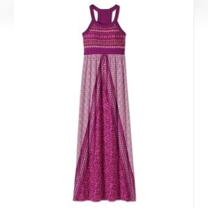 Athleta Fuchsia & Magenta Patterned Racerback Maxi Dress